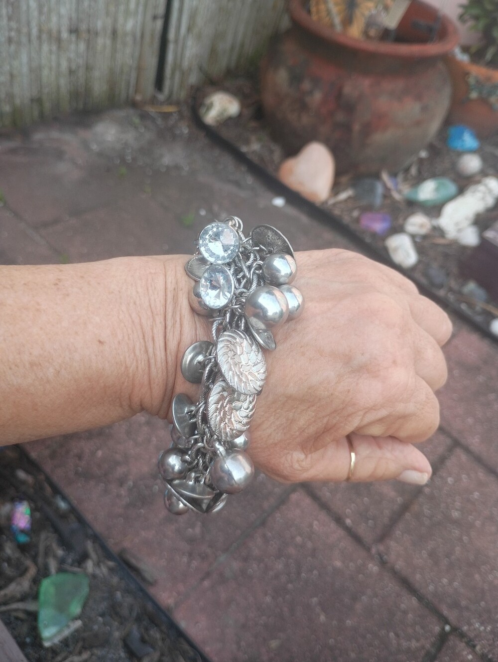 Silver Charm Bracelet with Crystal Accents, Beautiful Piece